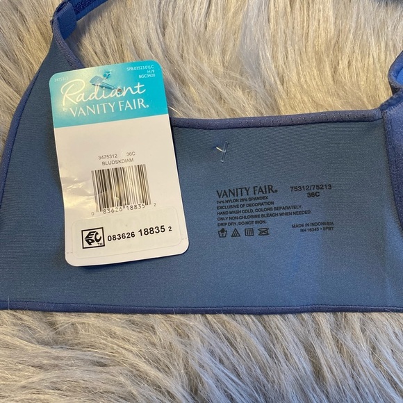 Radiant By Vanity Fair Bra Womens Size 36C Blue Underwire Thin Padding - Picture 7 of 7